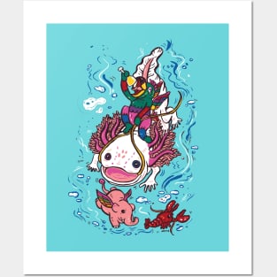 Axolotl with Elephant Posters and Art